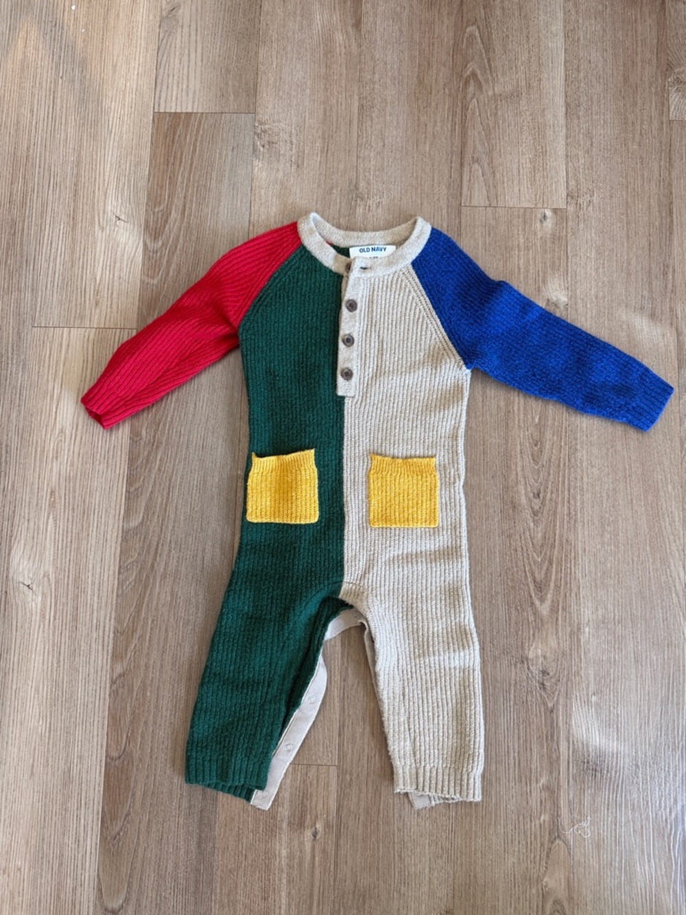 Old Navy Colorblock Knit Baby Romper - Red, Blue, Green, Beige, Yellow